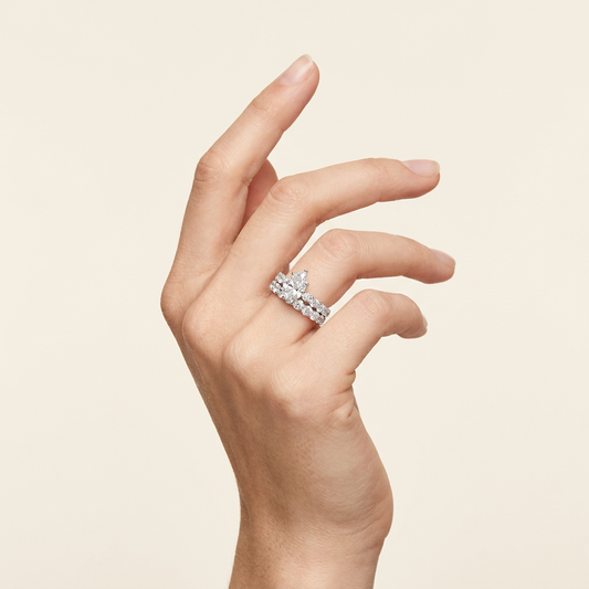 6.00CT Pear Cut Lab Grown Diamond Bridal Set