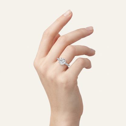 3.75CT Round Cut Lab Grown Diamond Side Stone ring