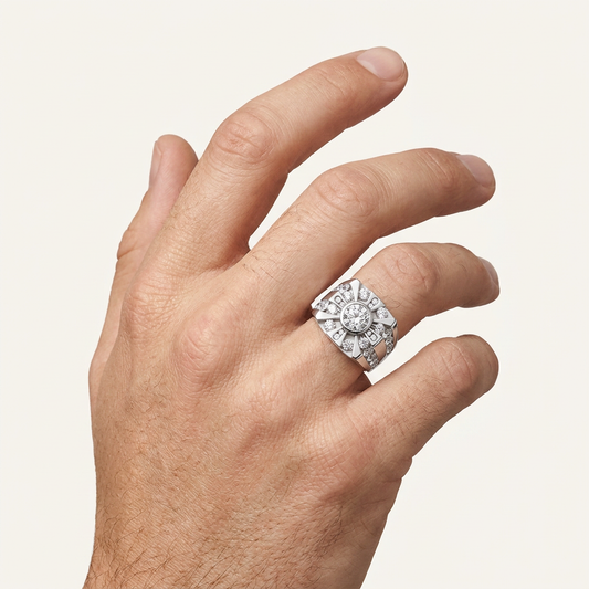 4.49CT Round Cut Certified Lab Grown Diamond Men's Ring