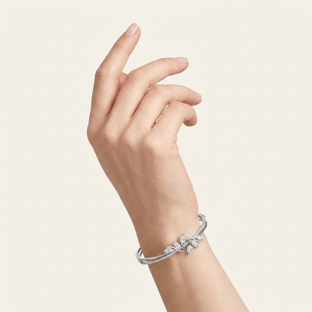 2CT Marquise Cut Lab Grown Diamond Bangle Bracelet
