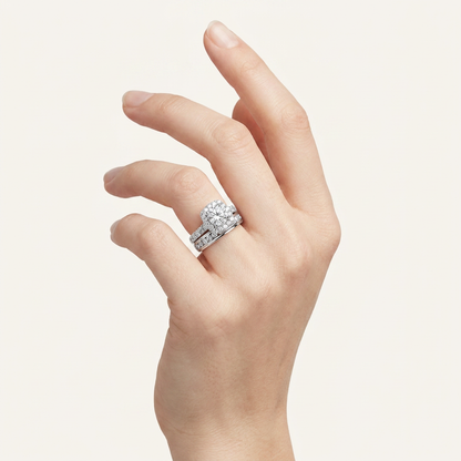 3CT Rounc Cut Certified Lab Grown Diamond Trio Halo Set