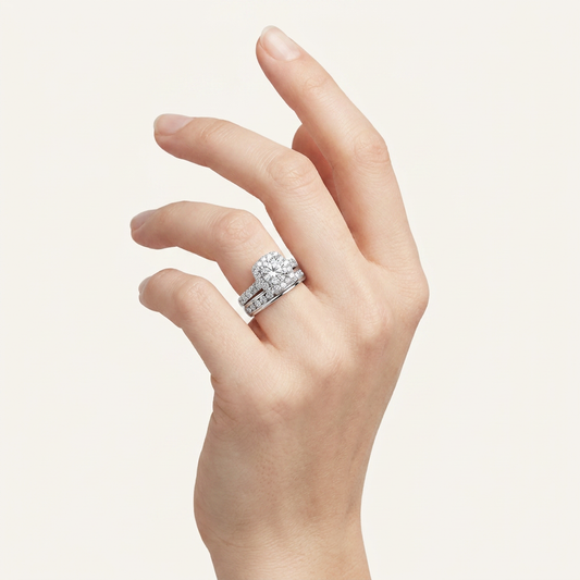 3CT Rounc Cut Certified Lab Grown Diamond Trio Halo Set