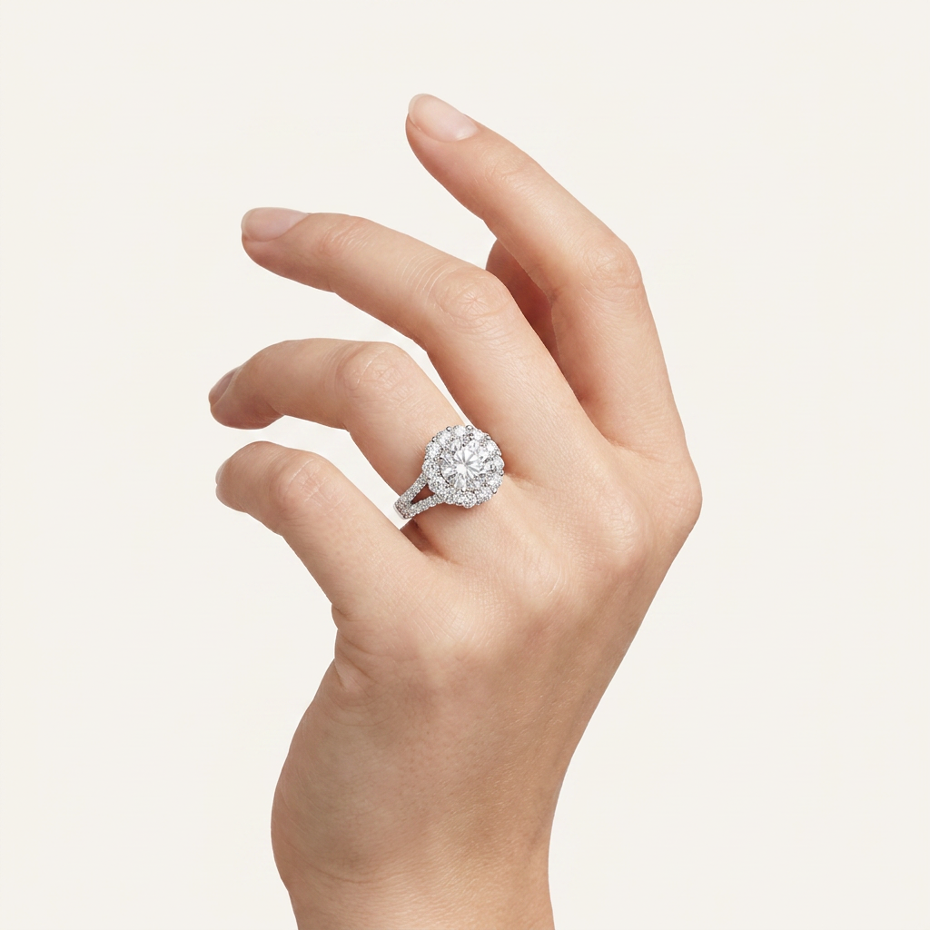 3.25CT Round Cut Certified Lab Grown Diamond Cluster Halo Ring
