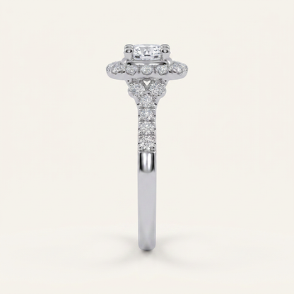 0.50 CT Round Cut Lab Grown Diamond Promise Halo Ring