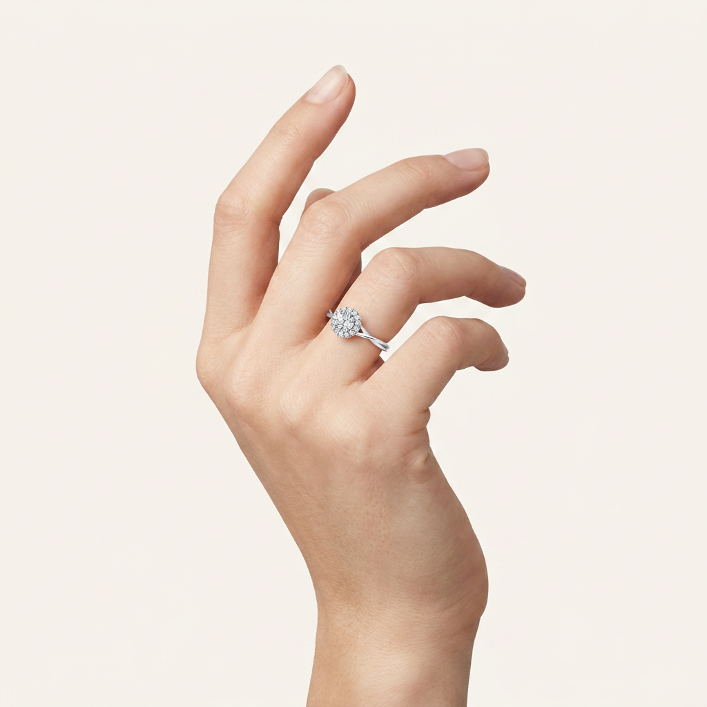 0.33CT Round Cut Certified Lab Grown Diamond Halo Ring