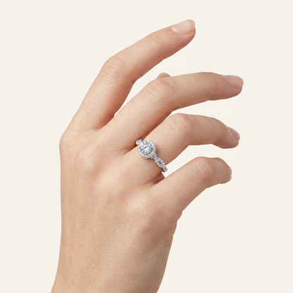 0.53 CT Round Cut Lab Grown Diamond Promise Halo Ring