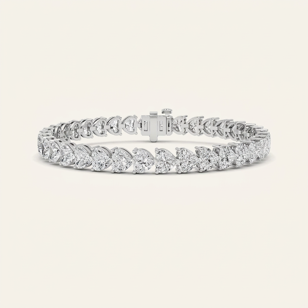 18CT Heart Cut Lab Grown Diamond Tennis Bracelet