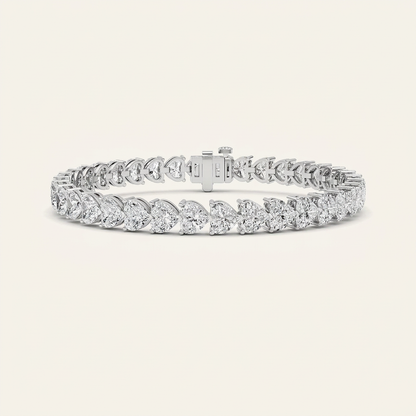 18CT Heart Cut Lab Grown Diamond Tennis Bracelet