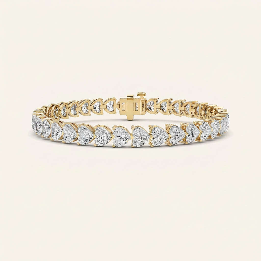18CT Heart Cut Lab Grown Diamond Tennis Bracelet