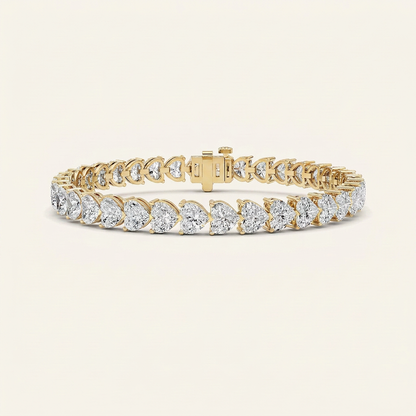 18CT Heart Cut Lab Grown Diamond Tennis Bracelet