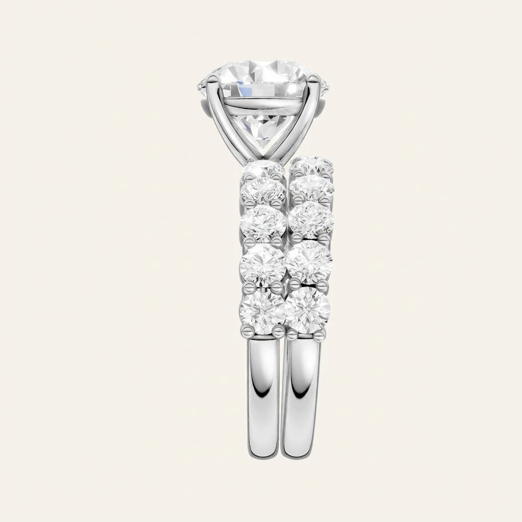 4.00CT Round Cut Lab Grown Diamond Bridal Set