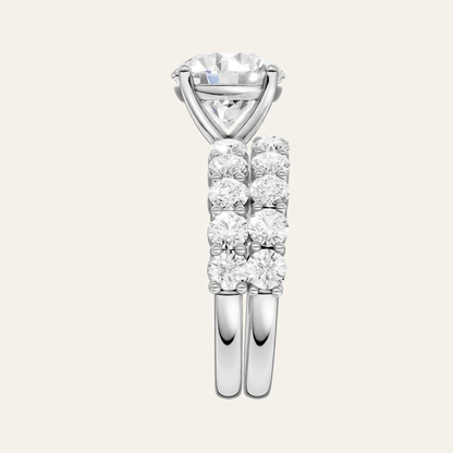 4.00CT Round Cut Lab Grown Diamond Bridal Set