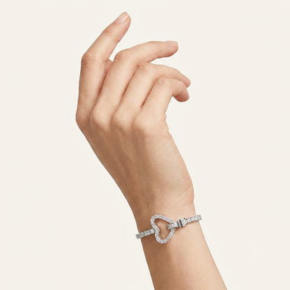 5CT Round Cut Lab Grown Diamond Heart Bracelet
