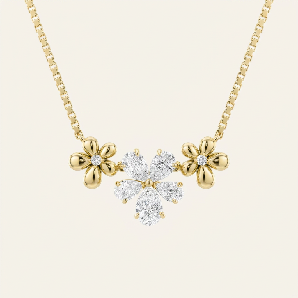 2CT Pear Cut Lab Grown Diamond Pendant Necklace