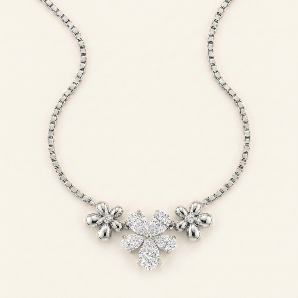 2CT Pear Cut Lab Grown Diamond Pendant Necklace