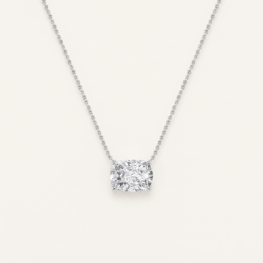 1CT Elongated Cushion Lab Grown Diamond Pendant Necklace