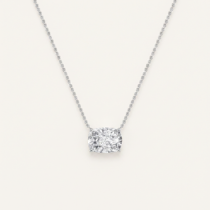1CT Elongated Cushion Lab Grown Diamond Pendant Necklace
