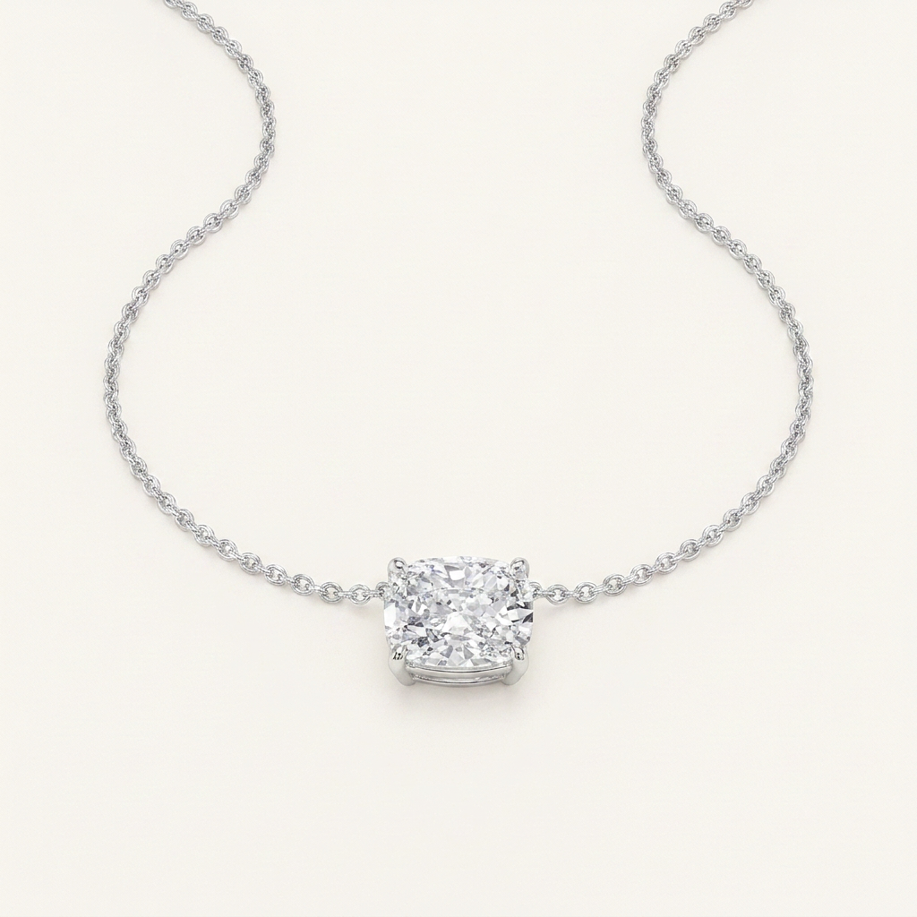1CT Elongated Cushion Lab Grown Diamond Pendant Necklace