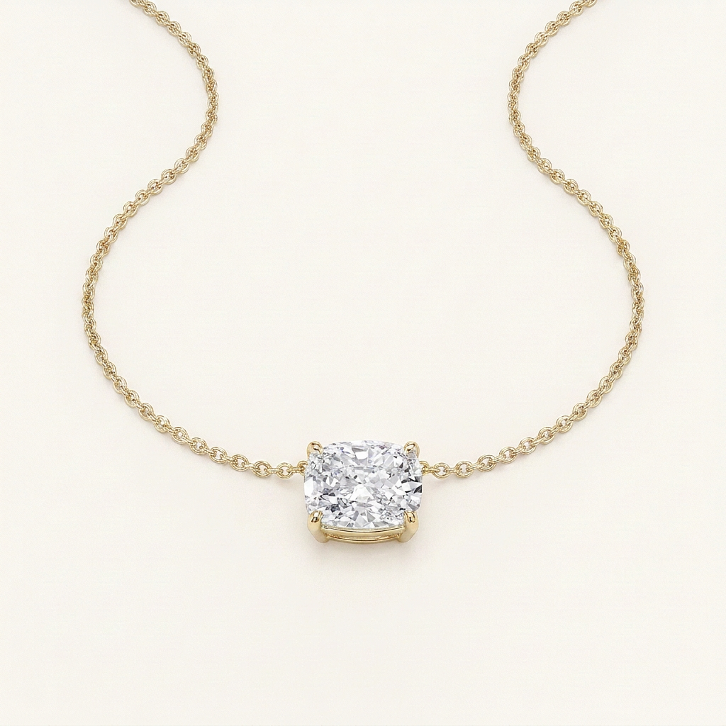 1CT Elongated Cushion Lab Grown Diamond Pendant Necklace
