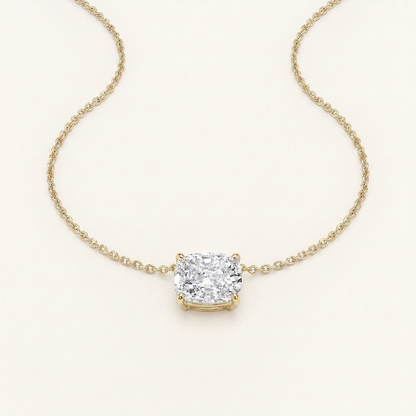 1CT Elongated Cushion Lab Grown Diamond Pendant Necklace