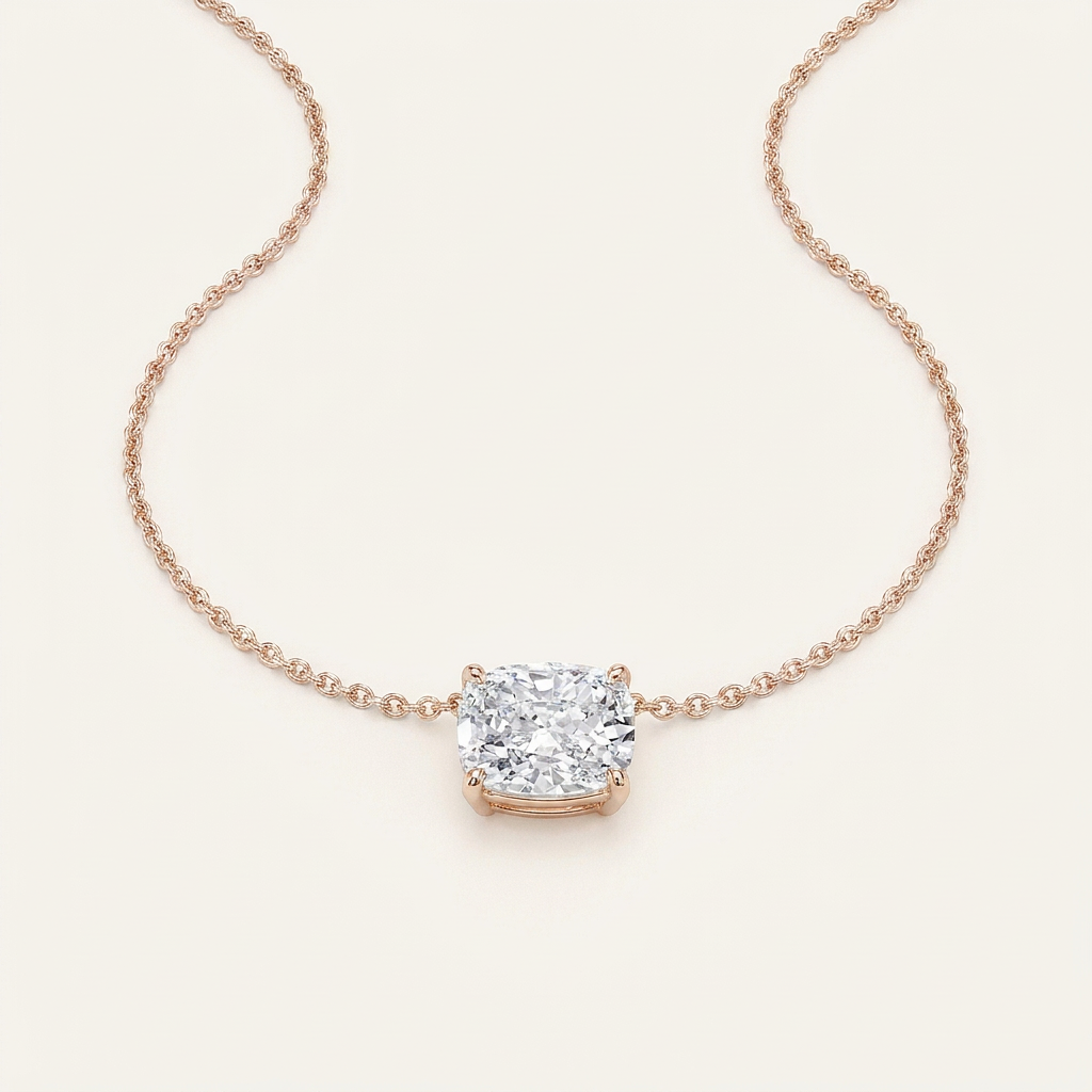 1CT Elongated Cushion Lab Grown Diamond Pendant Necklace