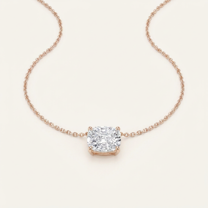 1CT Elongated Cushion Lab Grown Diamond Pendant Necklace