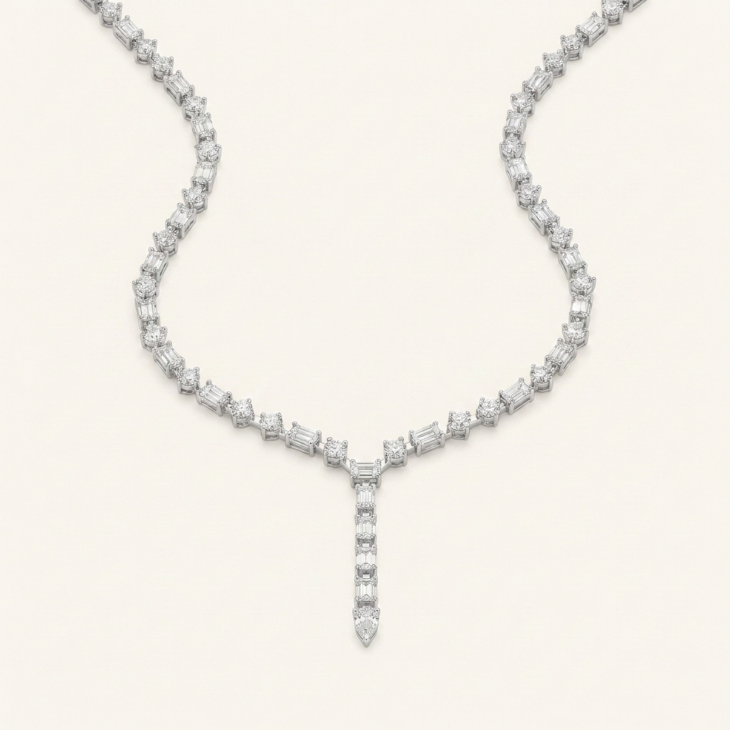 20CT Emerald Cut Lab Grown Diamond Necklace