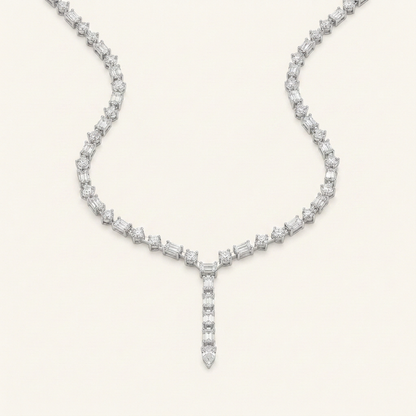 20CT Emerald Cut Lab Grown Diamond Necklace