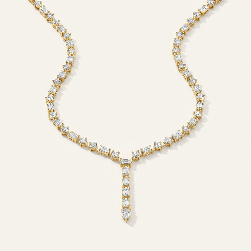 20CT Emerald Cut Lab Grown Diamond Necklace