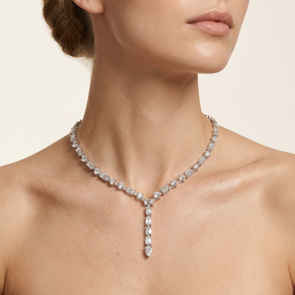 20CT Emerald Cut Lab Grown Diamond Necklace