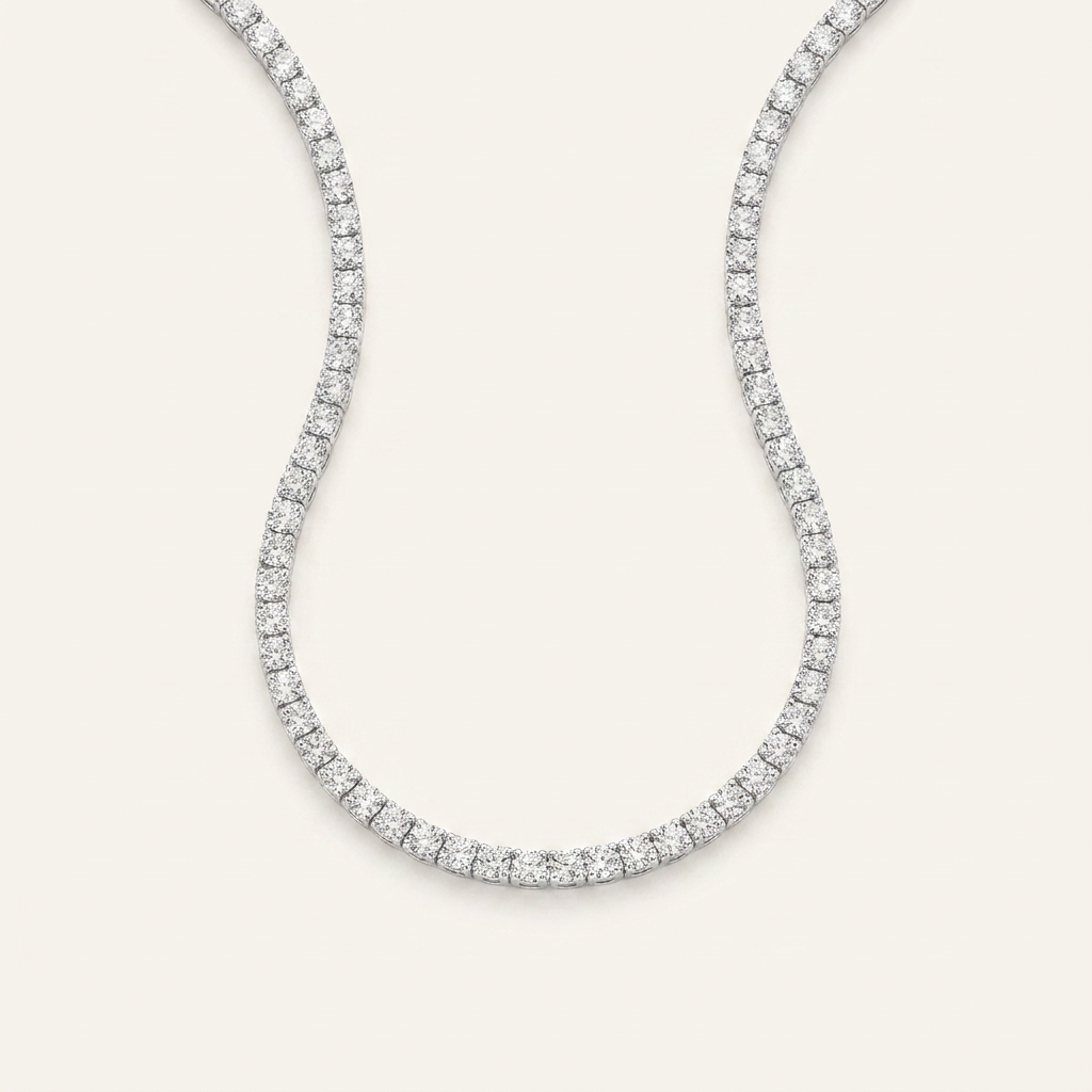 10CT Round Cut Lab Grown Diamond Tennis Necklace