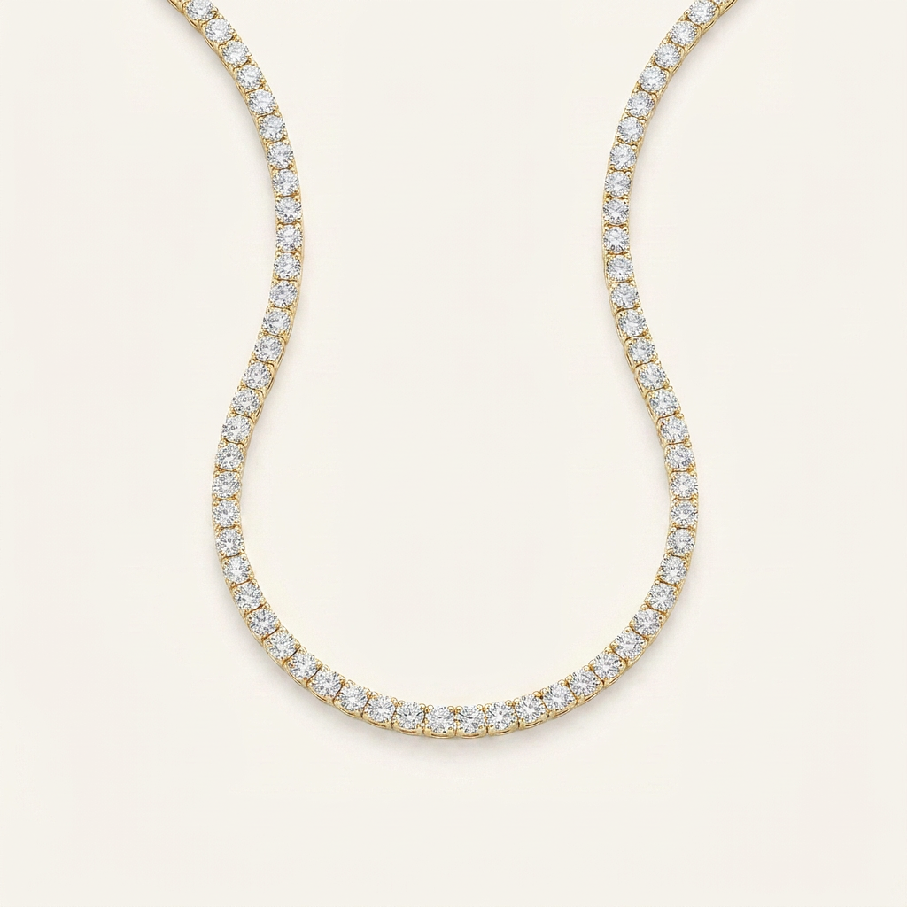 10CT Round Cut Lab Grown Diamond Tennis Necklace