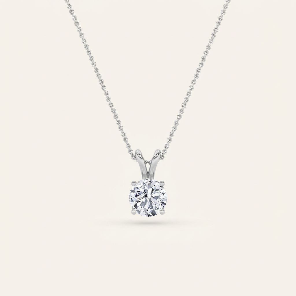 1CT Round Cut Lab Grown Diamond Pendant Necklace