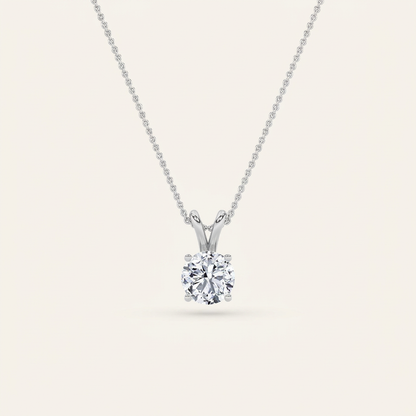1CT Round Cut Lab Grown Diamond Pendant Necklace
