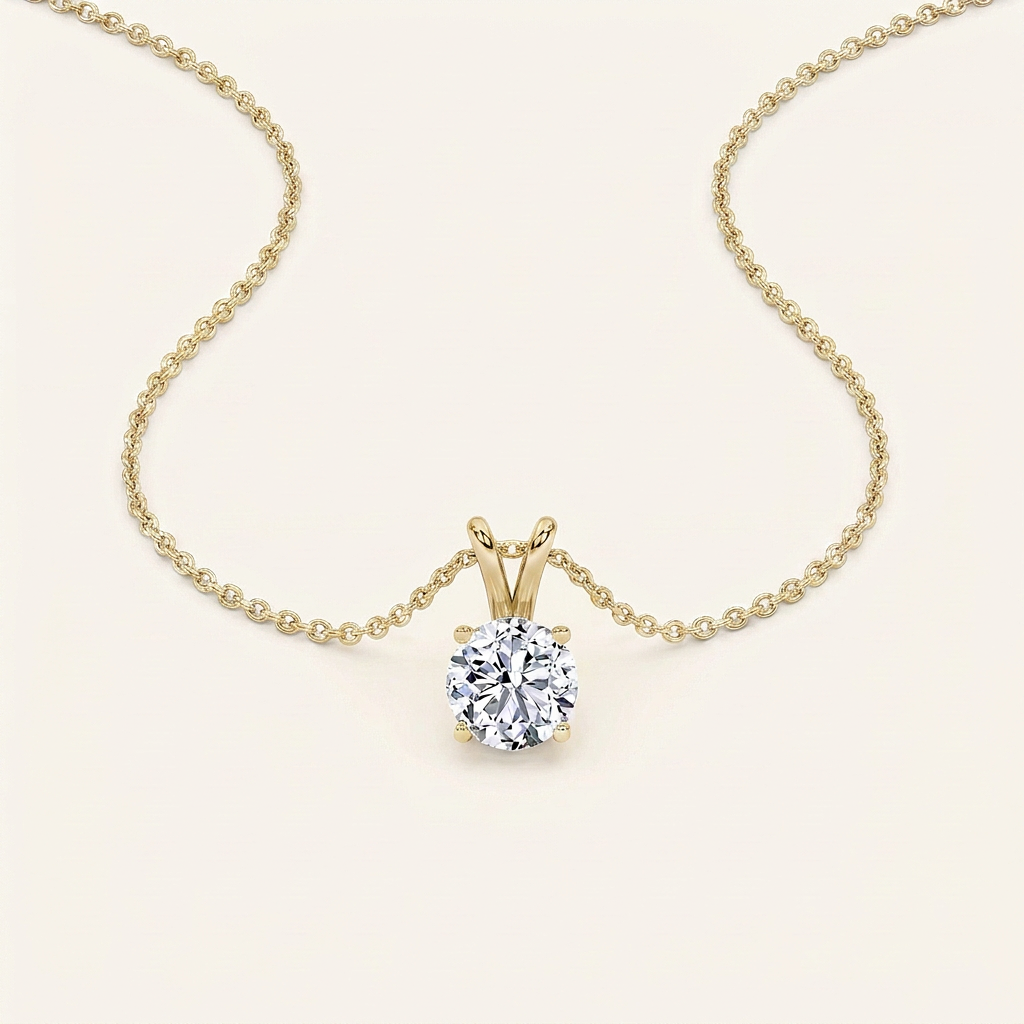 1CT Round Cut Lab Grown Diamond Pendant Necklace