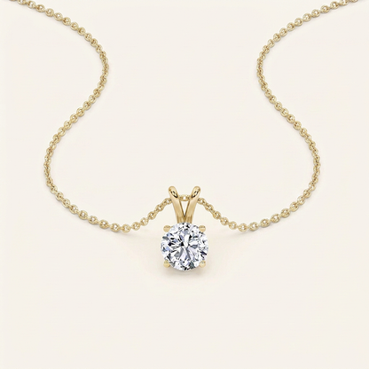 1CT Round Cut Lab Grown Diamond Pendant Necklace