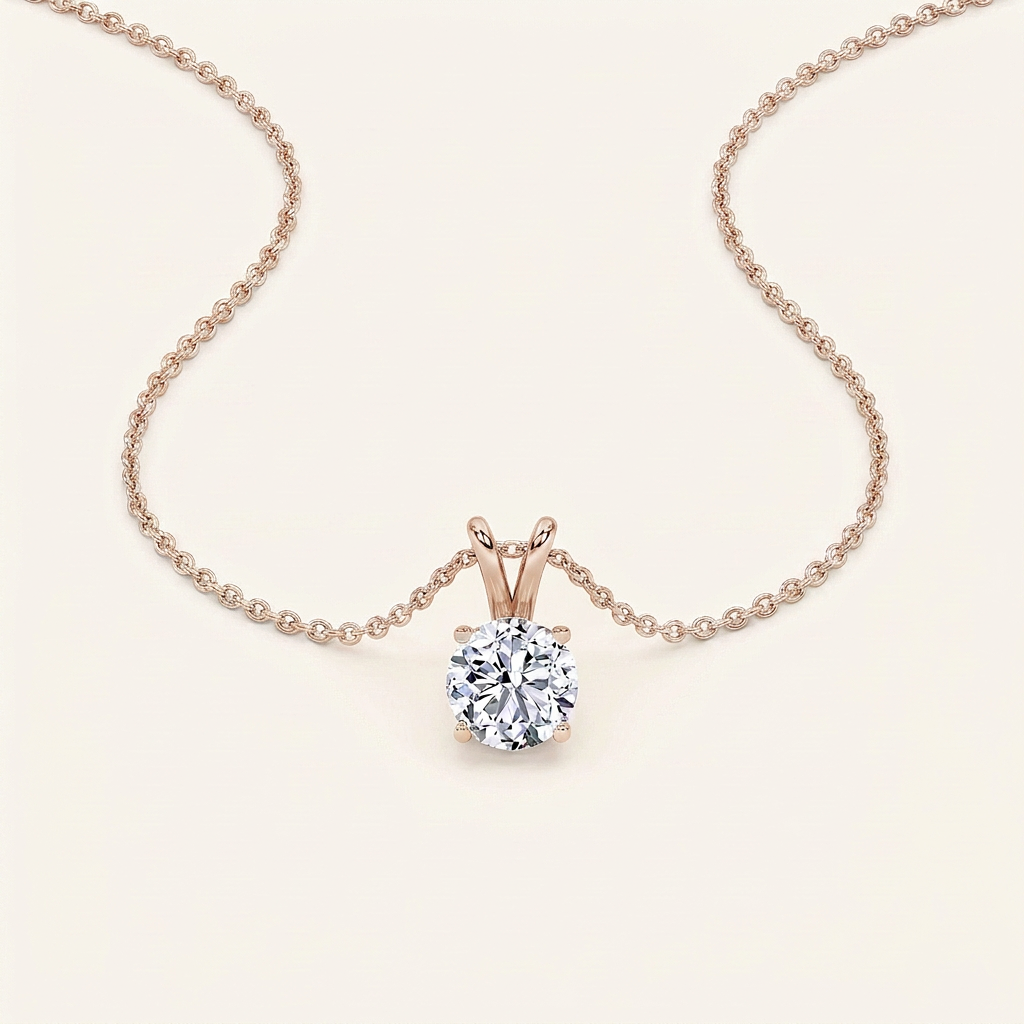1CT Round Cut Lab Grown Diamond Pendant Necklace