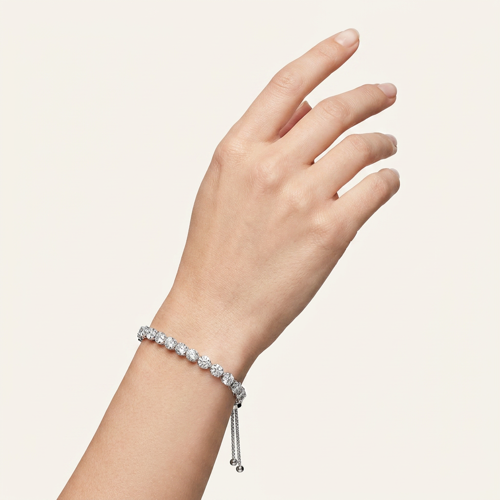 2.5CT Round Cut Lab Grown Diamond Bolo Bracelet