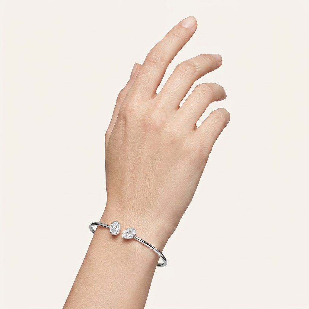 2CT Oval and Pear Cut lab grown diamond bangle bracelet