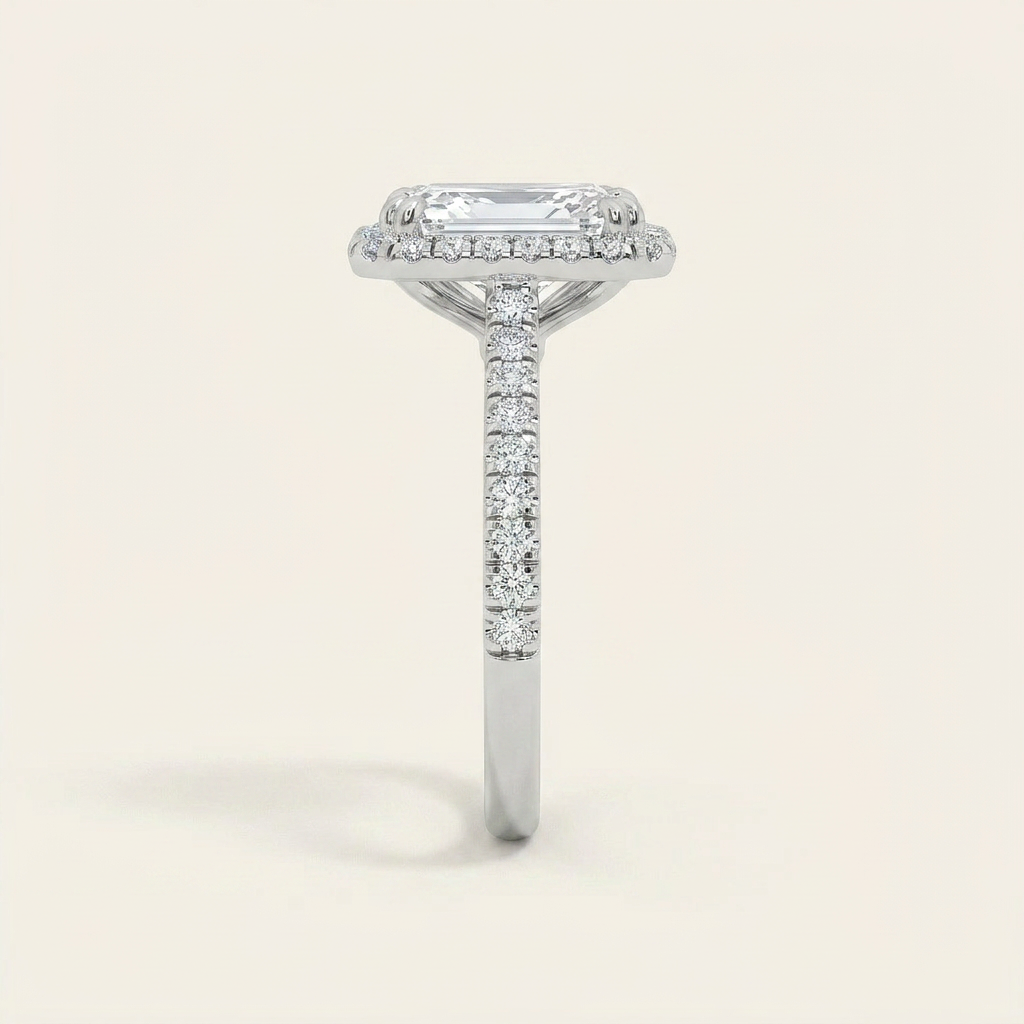 3CT Radiant Cut Lab Grown Diamond Halo Engagement Ring