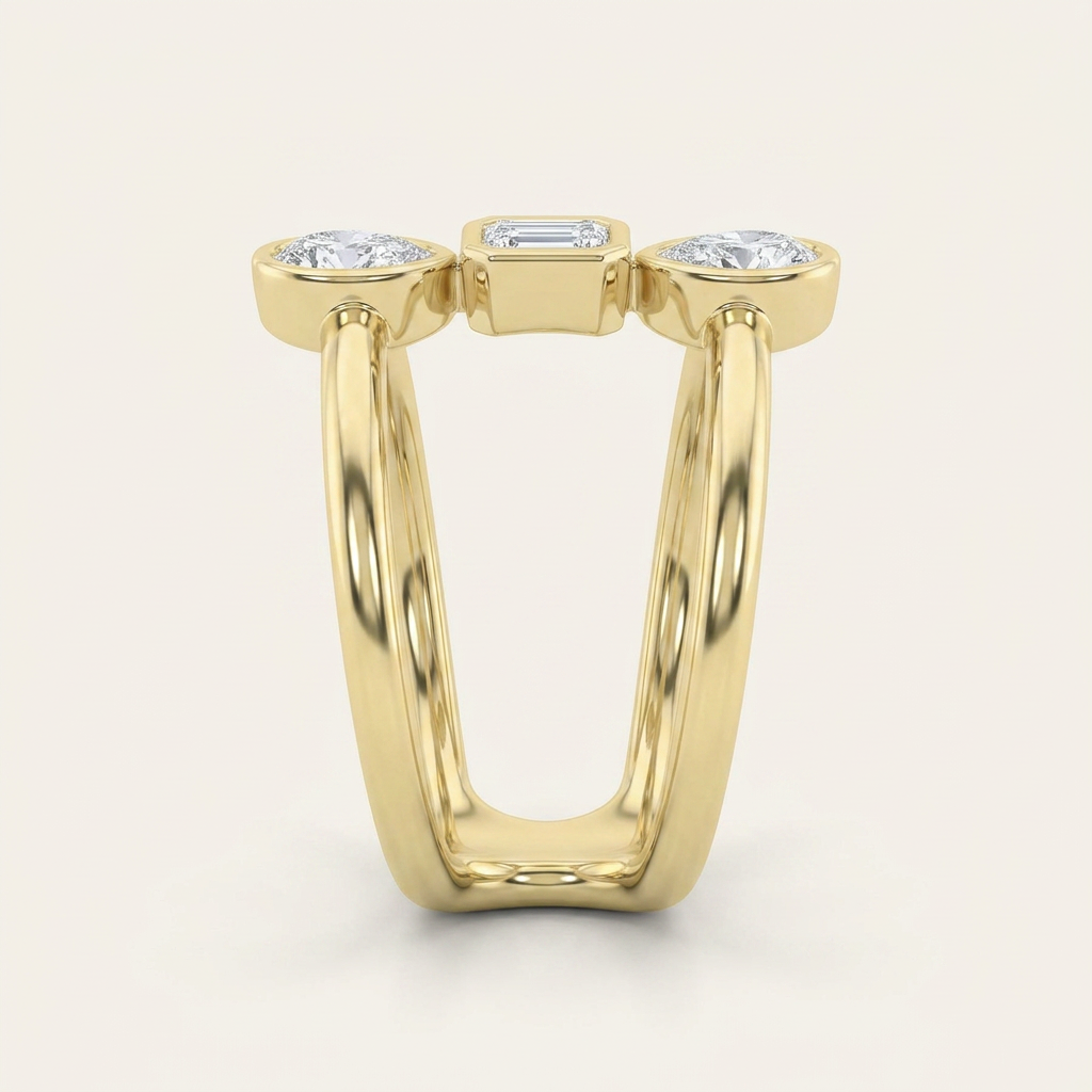 0.75CT Mixed Shape Lab Grown Diamond Open Ring