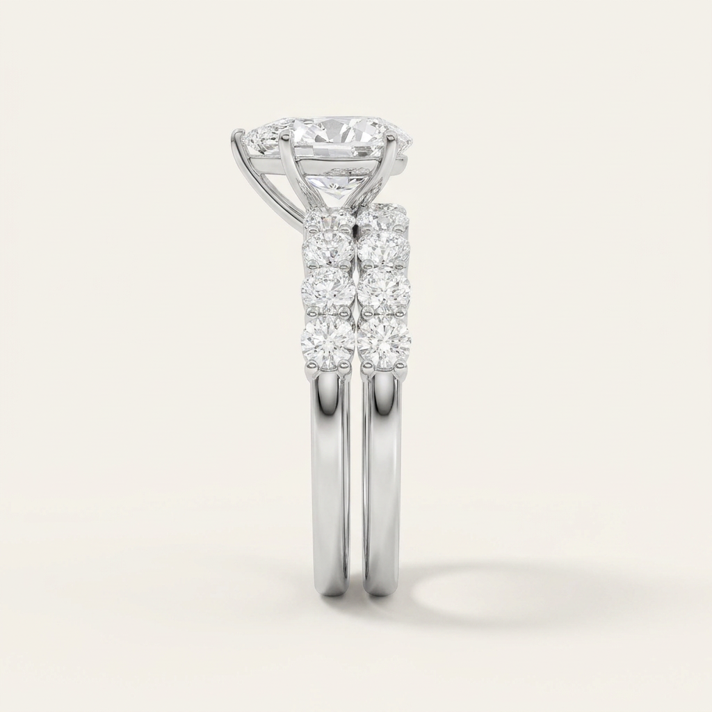 4.00CT Pear Cut Lab Grown Diamond Bridal Set