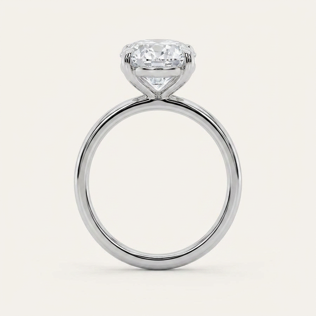4CT Oval Cut Lab Grown Diamond Solitaire Ring