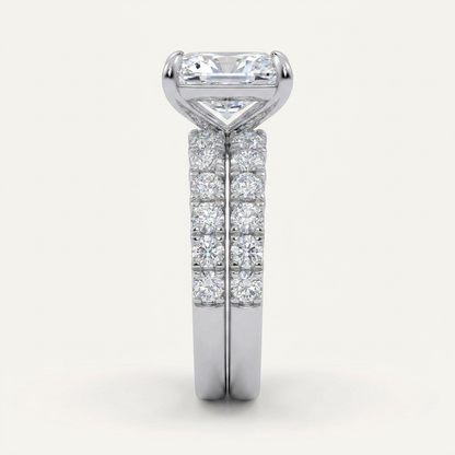 5.04CT Radiant Cut Certified Lab Grown Diamond Hidden Halo Bridal Set