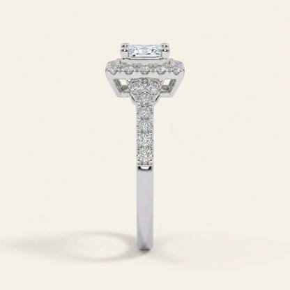 0.50 CT Princess Cut Lab Grown Diamond Promise Halo Ring