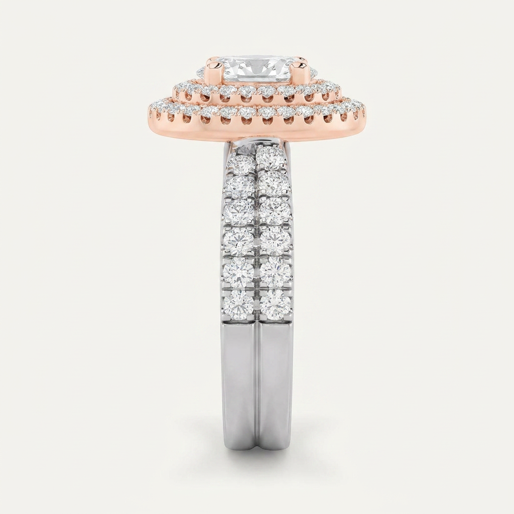 2 CT Oval Cut Lab Grown Diamond Halo Ring
