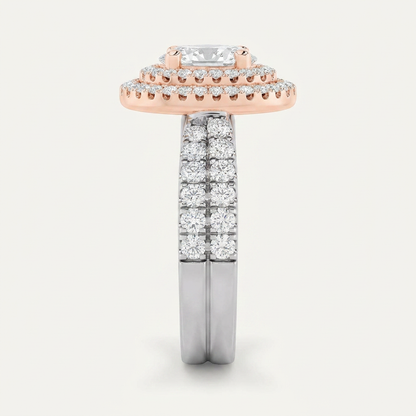 2 CT Oval Cut Lab Grown Diamond Halo Ring