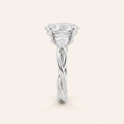 2.00 Ct Oval Cut Lab Grown Diamond Three Stone Ring