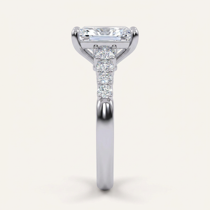 3.75CT Radiant Cut Lab Grown Diamond Side Stone ring
