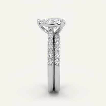 1.28CT Pear Cut Lab Grown Diamond Bridal Set